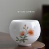 120 ml Teetasse aus Eissamen-Schafsfett-Jade-Porzellan, handbemalte Blumen-Meistertasse, Zen-Meditations-Presstasse, Chazhan-Kung-Fu-Teeservice