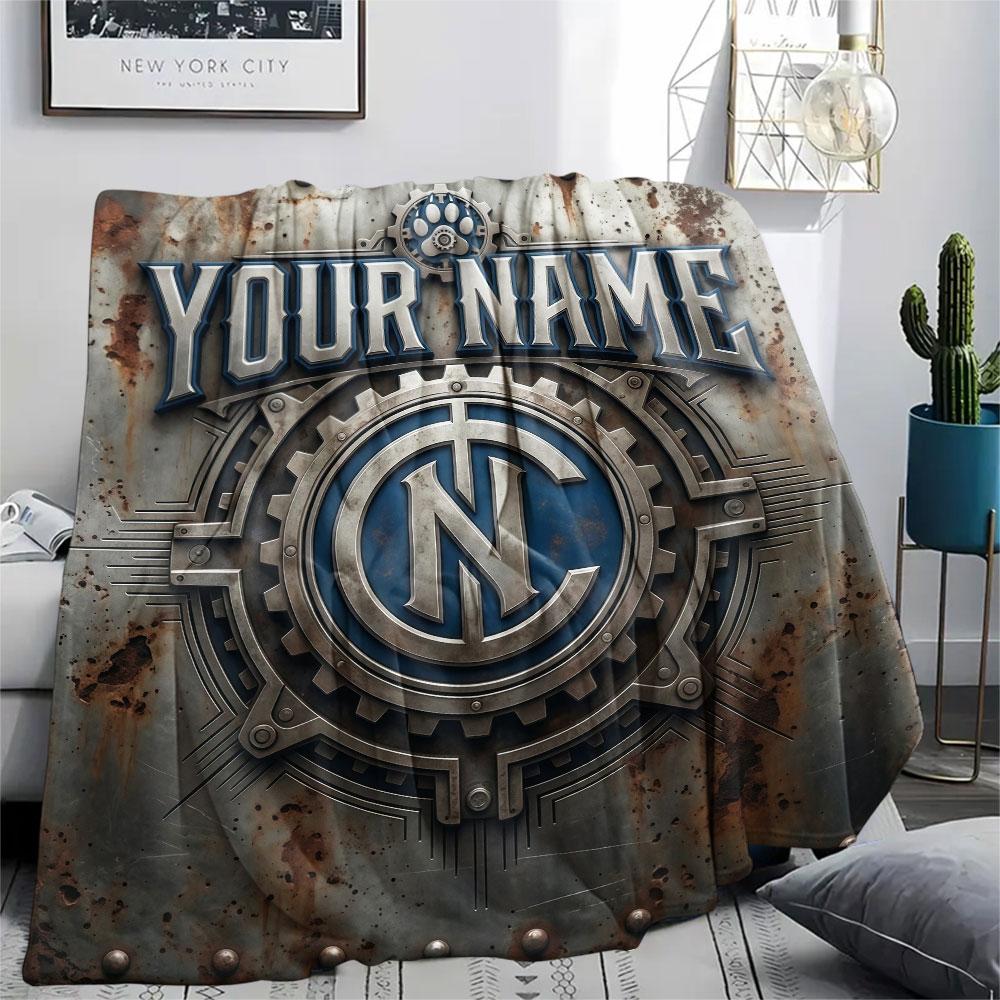 Custom Name,FC Internazionale Milano Printed Flannel Blanket, soft throw for bedroom sofa, washable, Christmas present, great gift.