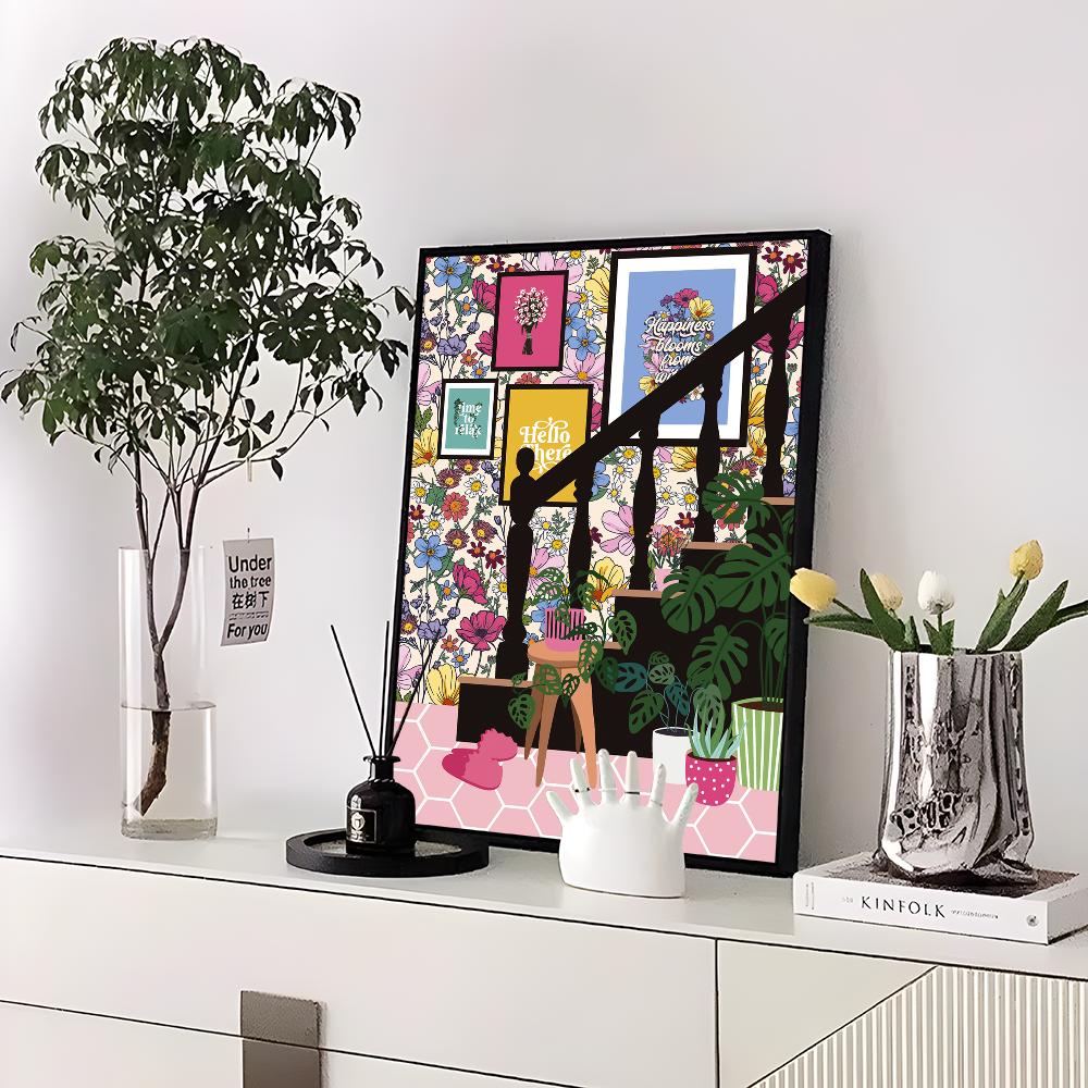 

Греческая плитка Ботанические растения Искусство Бохо Зеленые листья Самоклеящийся Художественный плакат Мелованная бумага Наклейка Сделай сам Декор для комнаты Бара Кафе Стены 21*30cm No Frame