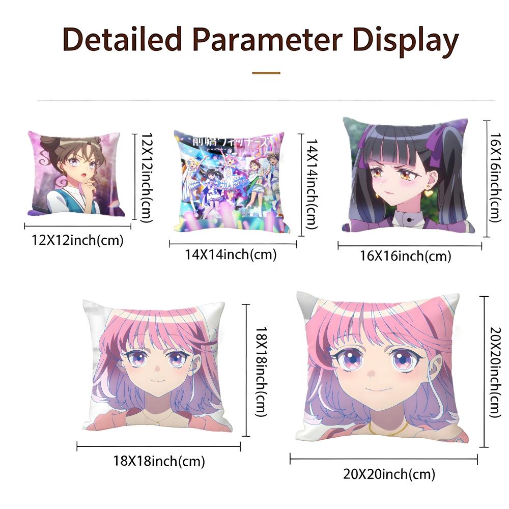 Anime Maebashi Witches Cushion Cover Cushion Cover Set 4Pcs 50X50 45X45 40X40 Pillowcase Decorative Sofa Home Decor
