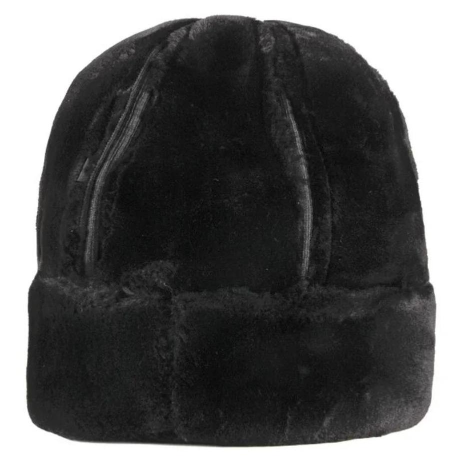 1 Pcs Thick Outdoor Warm Winter Hat Men Black Fur Leather Russian Male Windproof Snow Ski Cap Fleece Lined
