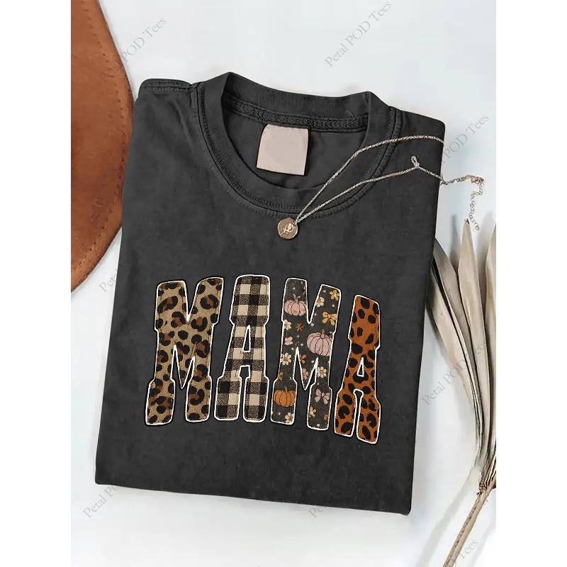 

Water-Washed, Leopard Check MAMA Print Men s T-Shirt, High-Quality Vintage Fashion T-Shirt, Summer , Celebrating Halloween, Christmas, Holiday Gifts S чёрный