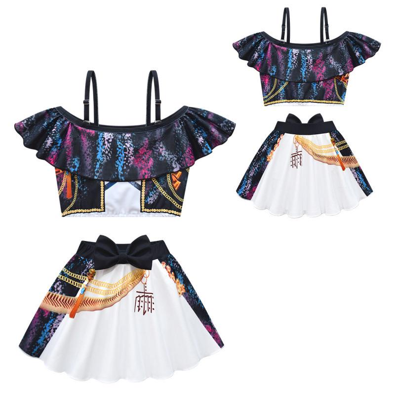 Nuovo Costume da Bagno Due Pezzi con Spalline per Bambina Set Gruppo di Ragazze Cosplay