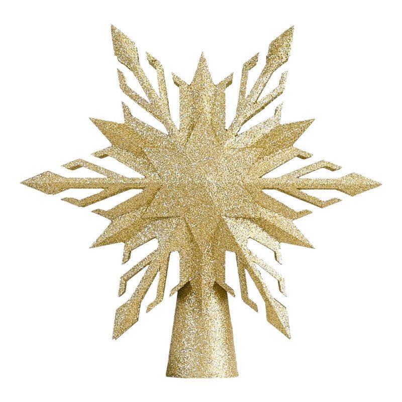 LED Snowflake Light Tree Topper Rotating Christmas Tree Topper Glitter Projector Snowflake Projection US Plug