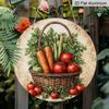 2D Flat Aluminum Fresh Vegetable Basket-Style Wall Art Rustic Country Style 7.87 Inches X 7.87 Inches Suitable for Gardens, Farmhouses, Cafes, Living