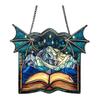 Halloween Reading Ghost Suncatcher Hanging Decoration Black Cat Stained Glass 2D Flat Acrylic Indoor Outdoor Wall Window Hanging Sign Ornament