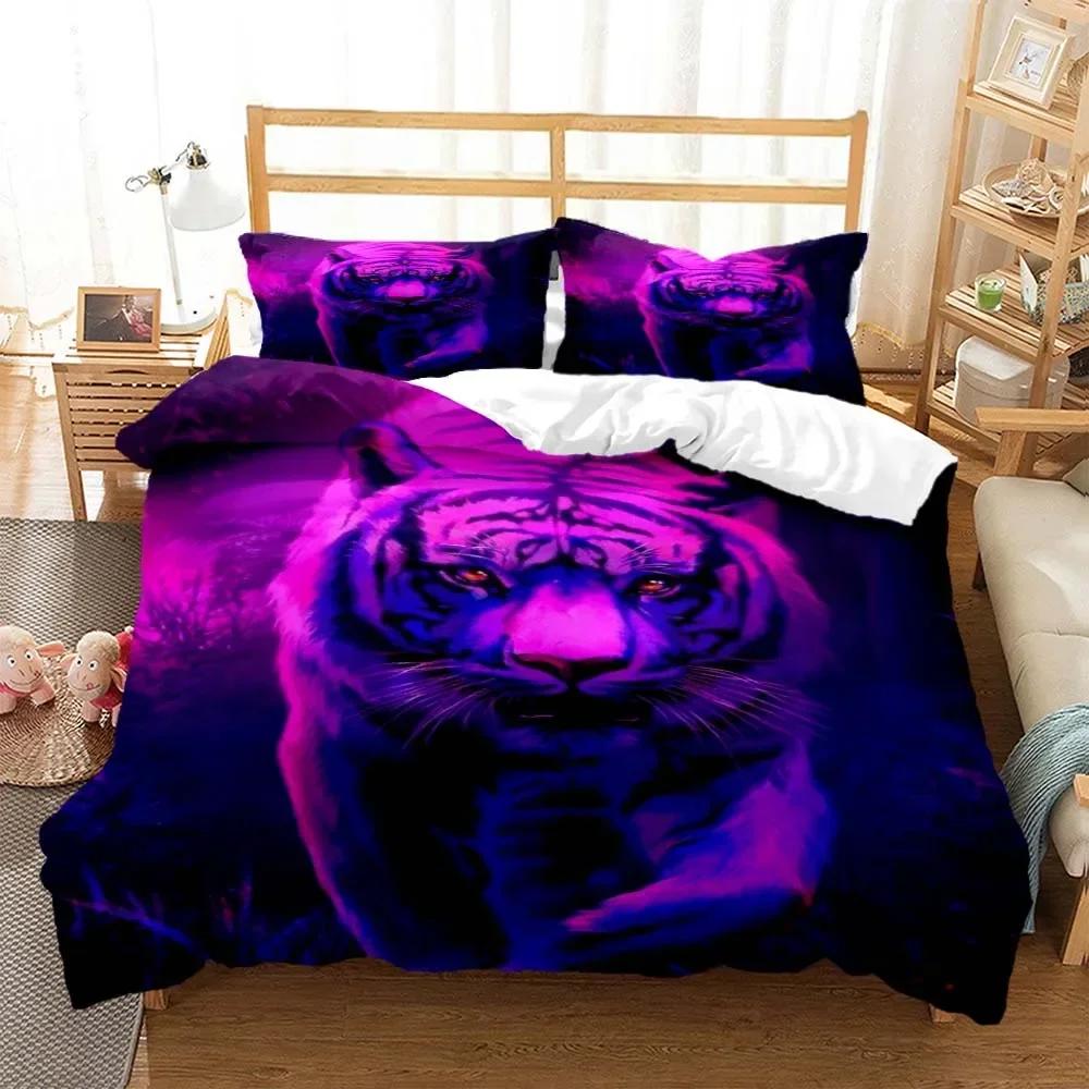 Tiger pattern Digital Print Comfortable Duvet Quilt Cover Pillowcase Bedding Set Children Bedroom Decoration Home Textile