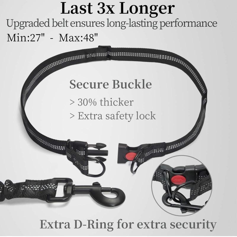Adjustable Retractable Dog Leash With Waist Belt Pack Walking Running Training Reflective Nylon