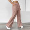 Women's Striped Wide Leg Pants with Elastic Waist and Pockets, Casual Flattering Straight Fit