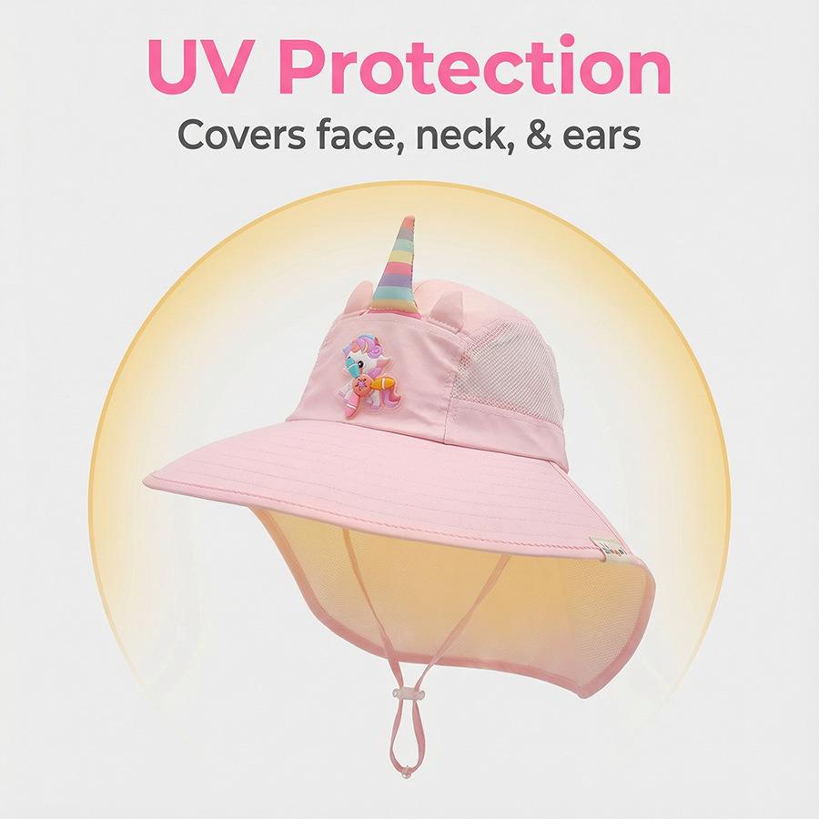 2026 My Little Pony Unicorn Kids' Wide-Brim Sun Hat - Summer Sun Protection for Girls