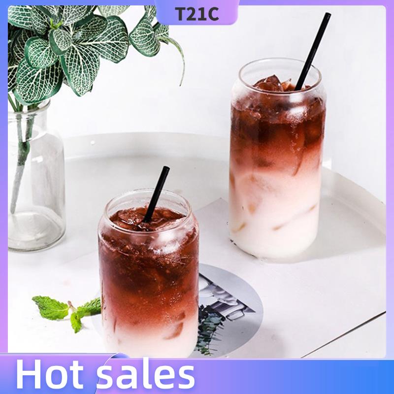 T21C 8 Pack Can Shape Glass Fashion Water Milk Juice Simple Juice Cup Beer Glass Shake Glass Dessert Cup Cola Mug, 400ML