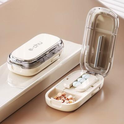 Präzisions-Pillenteiler mit Sicherheitsschutz, kompaktes, tragbares Design, leicht zu reinigen, abnehmbare Aufbewahrungshülle, Tablet-Organizer