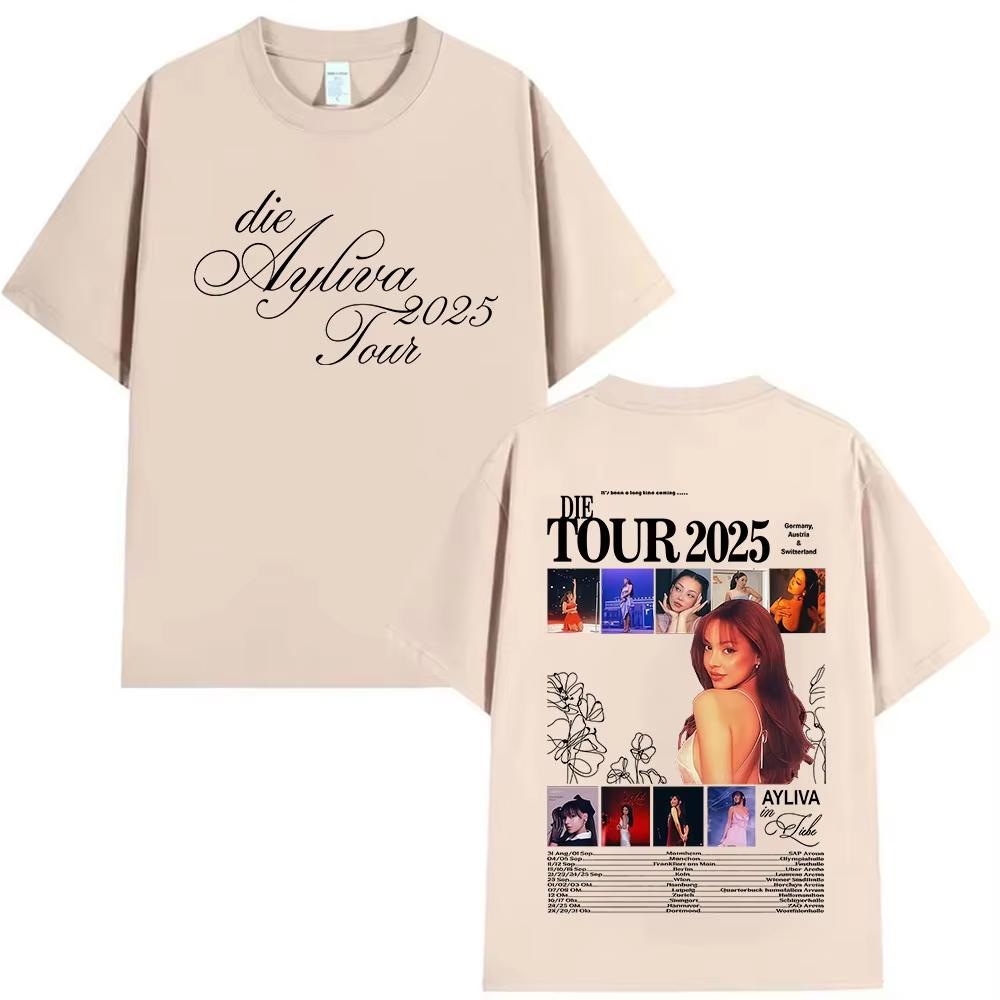 Die Ayliva Tour Grafik T-Shirts Herren Damen Lässig Harajuku Oversized T-Shirt Retro Mode Baumwoll-T-Shirt Oberteile