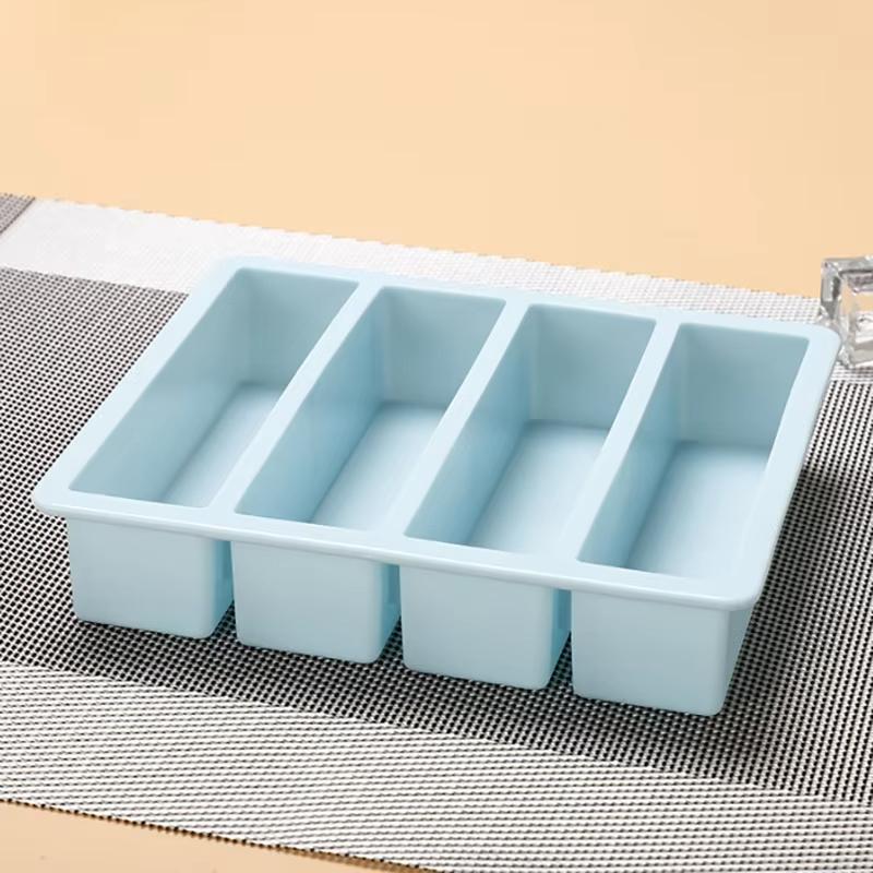 1pcs Strip-shap Ice Cube Trays Silicone 4 Grid Polychrome Durable Beer Drink Coffee Supplies Kitchen Easy-Release Ice Cube Molds