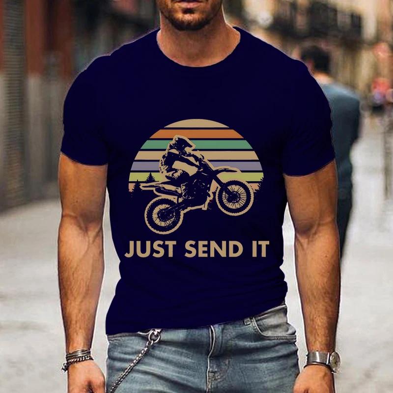 Just Send It Print Shirt Motorcycle Graphic Men Women T-shirts Vintage Style Motocross Gift Classic T Shirts Street Men Tshirt