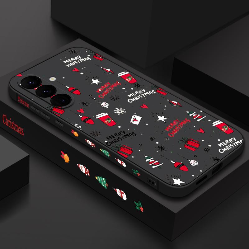 

Чехол для телефона с рождественским узором для Samsung Galaxy S24 S25 Ultra S23 S22 Ultra S21 S20 FE A14 A34 A15 A35 A52 A53 A54 A55 5G A16 A36 A56 Чехол со шнурком Samsung Galaxy S23 FE чёрный