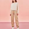 Anta Lifestyle Series Solid Color Mid Waist Cuffed Fleece Knit Sports Pants Women pants Light-Brown 962348304-2