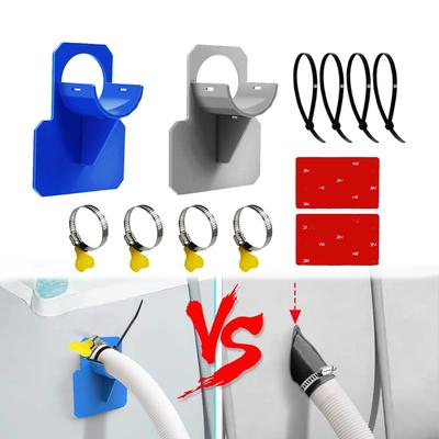 Suporte de mangueira para tubo de piscina com fita e braçadeiras de plástico. Braçadeiras de mangueira de aço inoxidável para evitar flacidez do tubo.