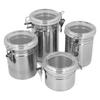 4pcs Airtight Food Storage Canister Stainless Steel Storage Container for Coffee Bean Tea Milk