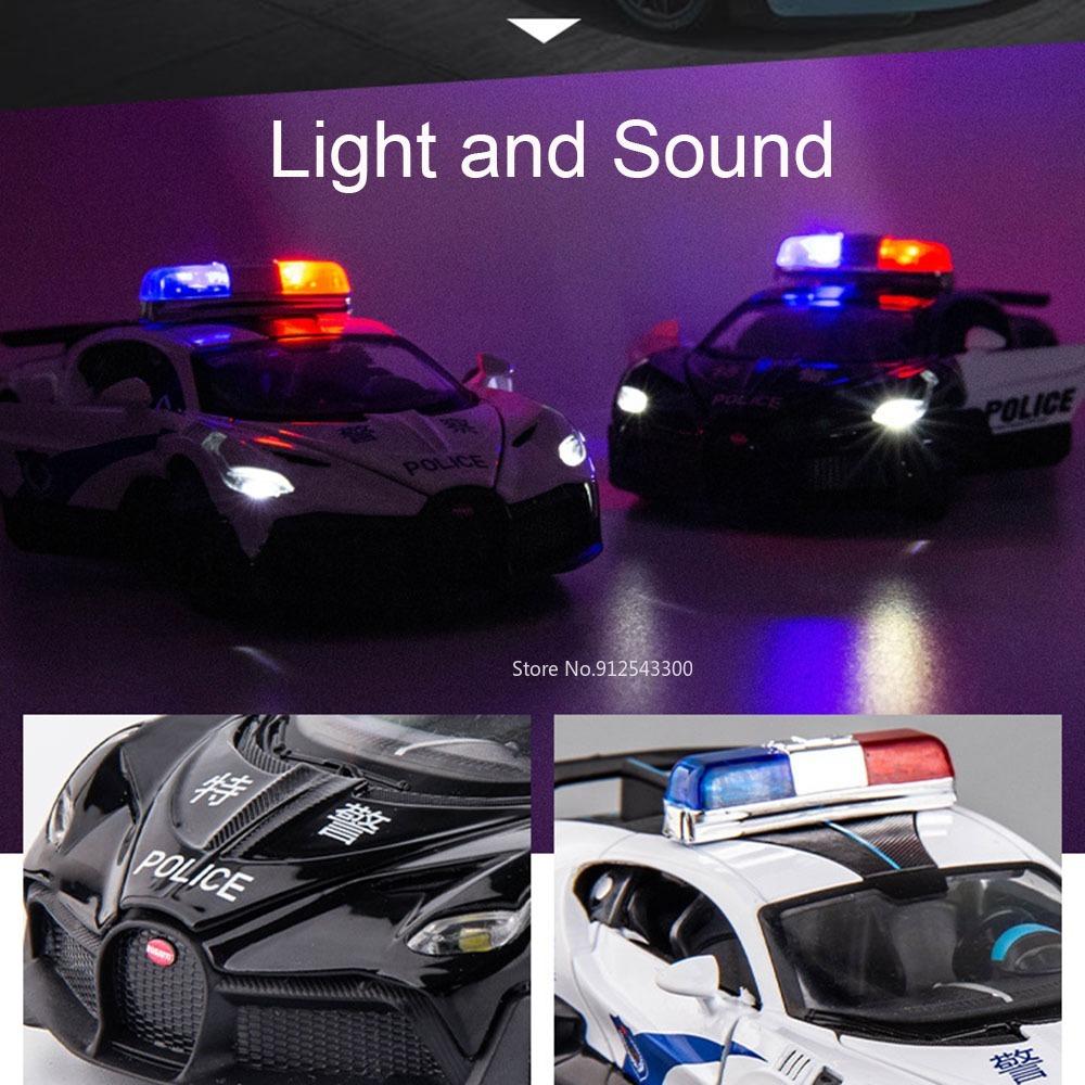 1:32 Scale Divo Santana Police Car Model Toy Sound Light Pull Back Doors Opened Supercar Models Toys for Kids' Edutainment