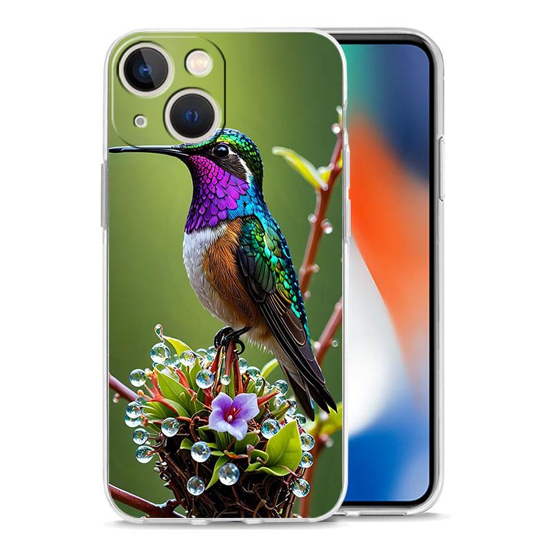 Phone Case For iPhone 16 Cases iPhone 15 12 13 14 16 Pro Max X XR XS Max 15 Plus 16Pro iPhone11 Clear Soft Cover Hummingbird