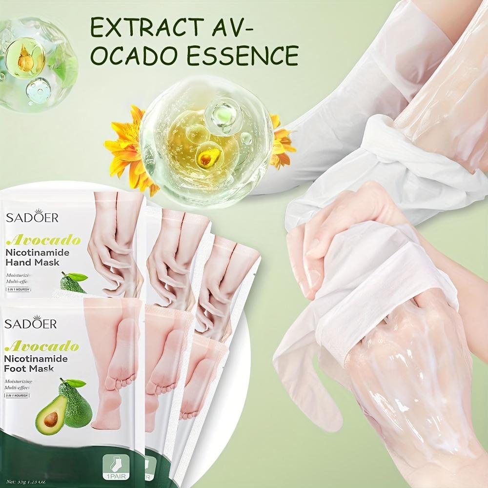 12pcs Avocado Extract Hand & Foot Care Masks, Formulated with Plant Extracts, Lightweight, Fast-absorbing Formula
