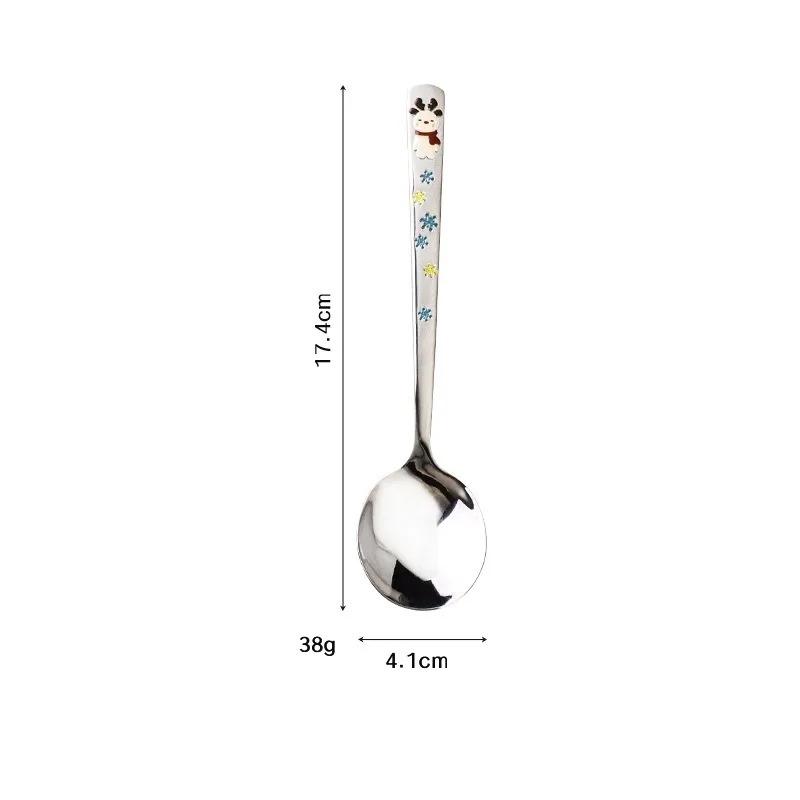 1 creative cartoon relief deer spoon, home 304 stainless steel spoon, children's dining spoon