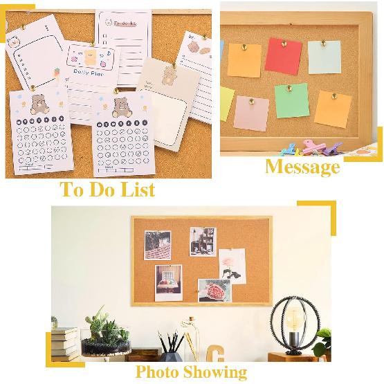 200 Count Gold Push P - Standard Plastic Head Steel Point Thumb Tacks for Bulletin Board, Cork Board, Wall Hanging - Decorative Office Supplies