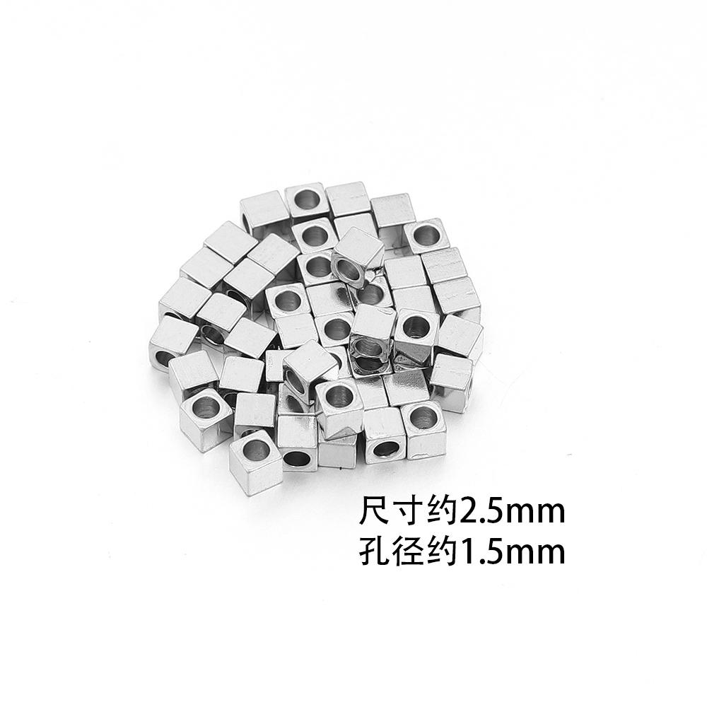 50Pcs 2.5 3 4 5 6mm Stainless Steel Beads Cube Spacer Beads Square Loose Beads For DIY Jewelry Making Necklace Bracelet Supplies
