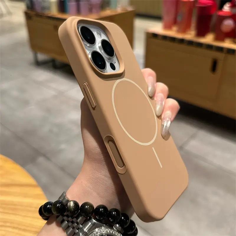 Applicable To Apple 17 Liquid Silicone AI Integrated Camera Button Phone Case IPhone 16 Thin Circle Magnetic Protection Case
