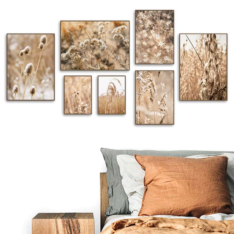 Landschaft Gras Herbst Landschaft Drucke Kunst Leinwand Malerei Wilde Pflanze Natur Raum Dekoration Bild Wand Poster FJ031