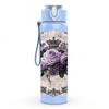 1PC Purple Rose Vintage Floral Print 750ml Color Plastic Sports Water Bottle Leakproof Flip Straw Lid Suitable for Sports Office Home Use