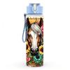 1 Stück Sonnenblumenpferd Westlicher Country-Druck 750ml Farbe Kunststoff Sport-Wasserflasche Auslaufsicher Klappdeckel mit Strohhalm Geeignet für Sport Büro Hausgebrauch