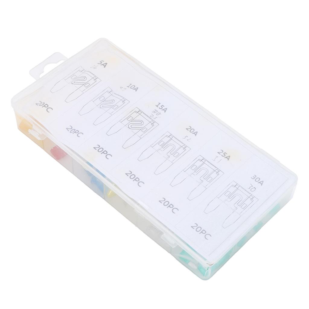 Set 120 buc Siguranțe Auto Tip Lamă Mini Universal 5 10 15 20 25 30A pentru Motocicletă Vehicul