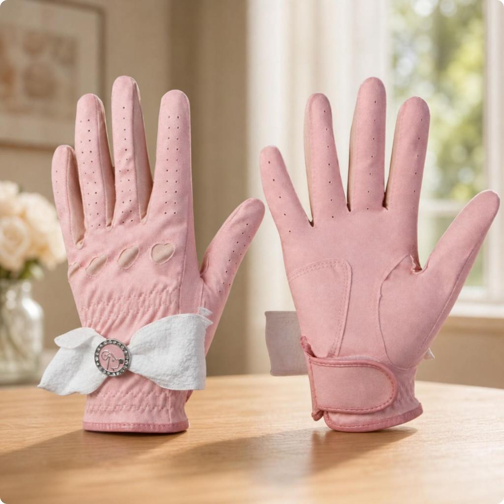Enhanced Grip Golf Gloves with Bow Snug-Fit Microfiber Comfortable