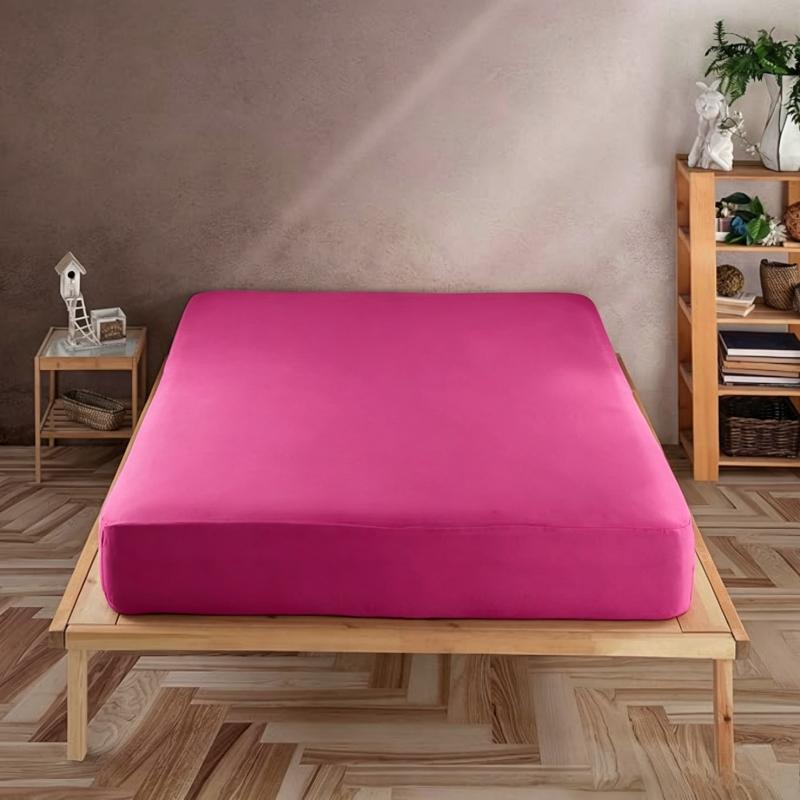 Solid Plain Waterproof Fitted Sheet Mattress Protector Queen King Mattress Cover Anti-bacterial Bed Pad Cover (No Pillow Case)