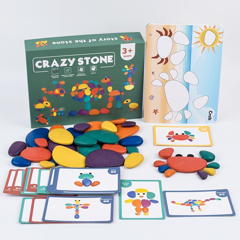 Large Wooden Rainbow Stacking Stones - Educational Toy for Early Learning