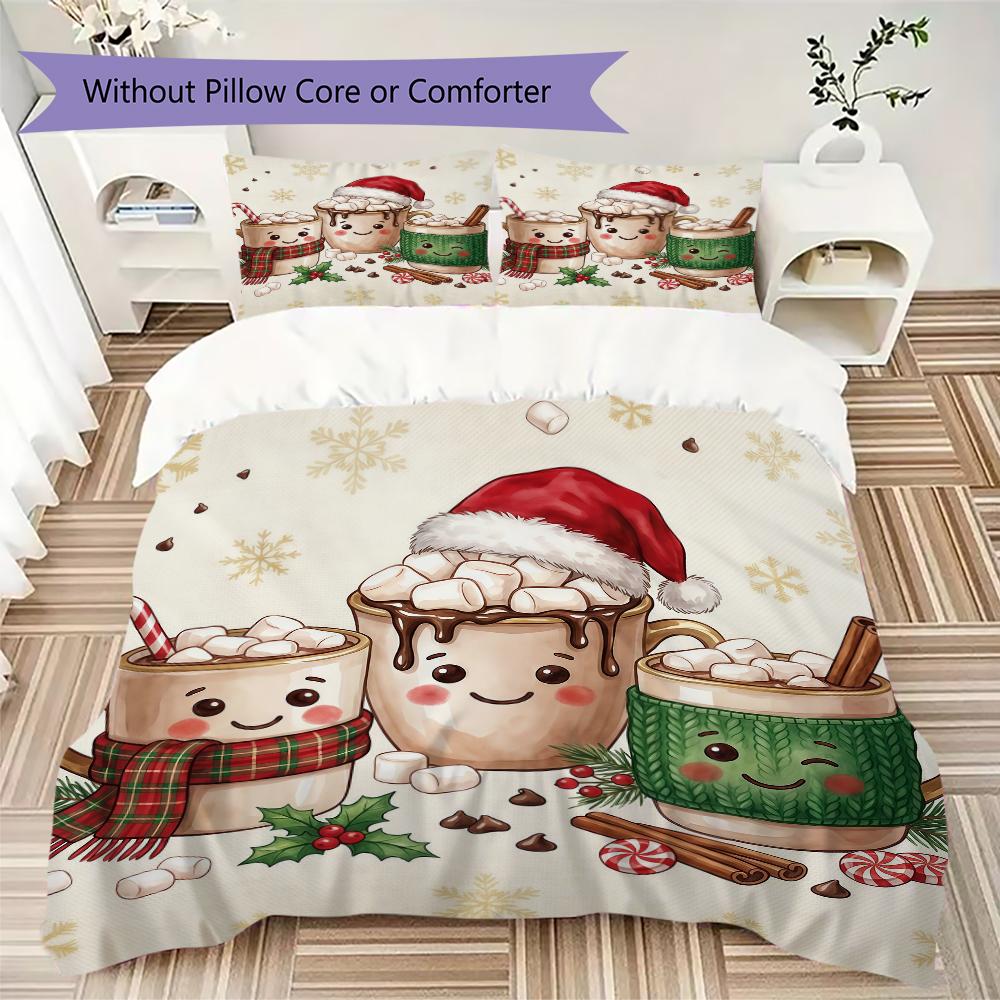 Stockings Ornaments Pattern Bedding uilt Set uilt Cover Pillowcase Home Decoration Birthday Gift (1 * duvet cover + 2 * pillowcase without core)_XIA