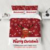 3-piece Christmas themed red checkered reindeer Santa Claus pattern print (1 duvet cover+2 pillowcases, no core) bedding set