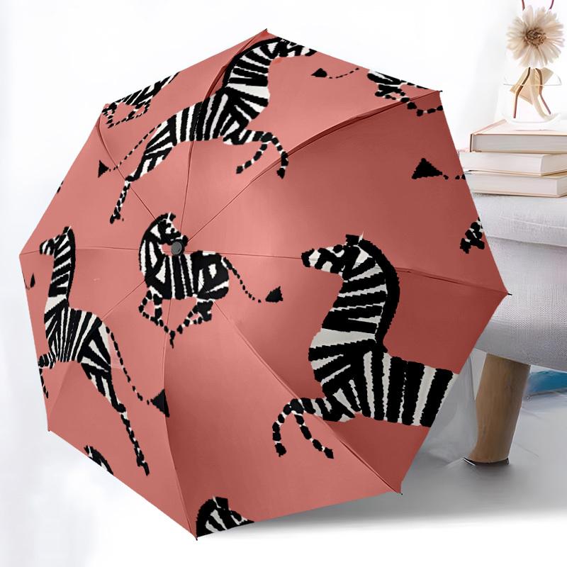 1pc Zebra Pattern Fashionable Automatic Opening/Closing Folding Umbrella with 8 Bones, Windproof Portable, Daily Use289