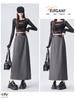 2026 Spring Women's Drapey Slimming High Waist A-Line Skirt with Belt