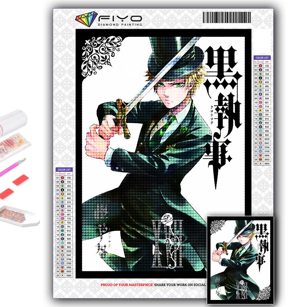 5D Diy Diamond Painting Anime Black Butler Cross Stitch Full Diamond Embroidery Mosaic