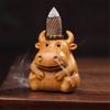 Handcraft Wood Backflow Incenses Burners Wood Carving Cow Hippo Ornament Censers Aromatherapy Diffuser for Home Decors
