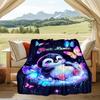 1PC Custom Name Penguin Butterflies Fantasy outdooor Flannel blankets Throw Blanket All-Season Throw Gift Bedspread for Couch, Bed, Camping Holiday Bi