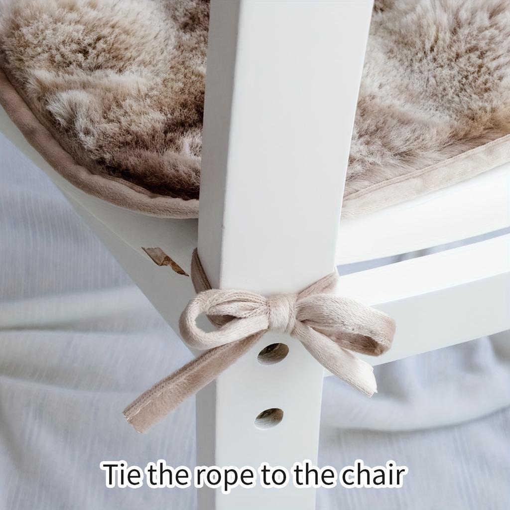 Chair Cushion, Gradient Imitation Rabbit Fur Plush Chair Cushion, Pet Friendly Seat Cushion,Winter Thick Plush Dining Chair Cushion