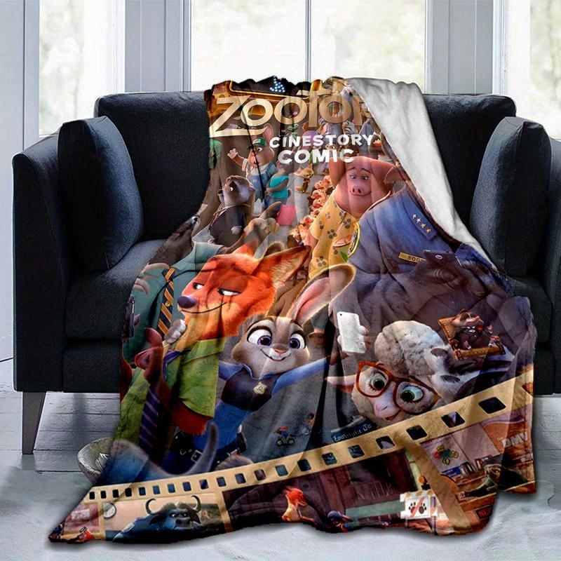 1pc, Zootopia Cinestory Home Decor Gift Flannel Throw Blanket Perfect for Bedroom, Living Room, Travel, Camping, Car