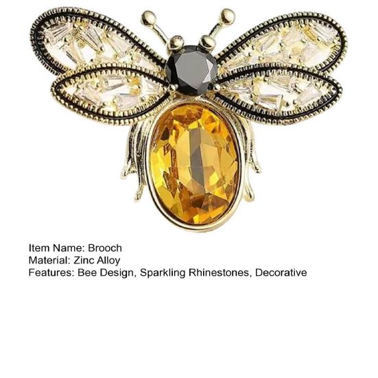 Women Brooch Sparkling Rhinestones Bee Shape Lapel Pin Suits Coats Bags Scarves Badge Versatile Accessory