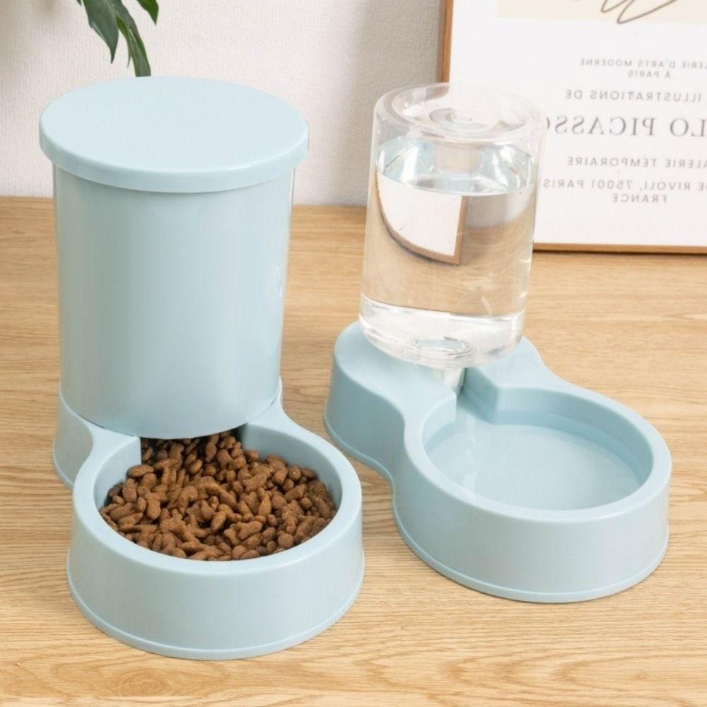 Large Capacity Cat Dog Water Dispenser Feeder Set 800mL Pet Integrated Food Bowl