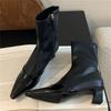 Eilyken High Quality Design Splicing Pointed Toe Zipper Women Ankle Boots Fashion Square Heels Short Booties Shoes