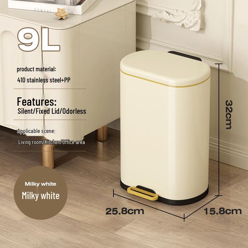 Stainless Steel Soft-Close Foot-Operated Trash Can for Kitchen, Living Room, and Bathroom